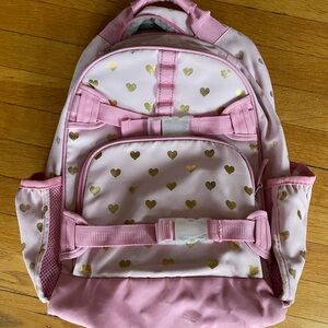 Pottery Barn Kids Pink Backpack with Gold Hearts